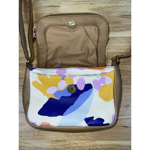 Fossil Preston Floral Print Canvas Crossbody Bag Cotton Canvas Expanding Gusset - Picture 7 of 9